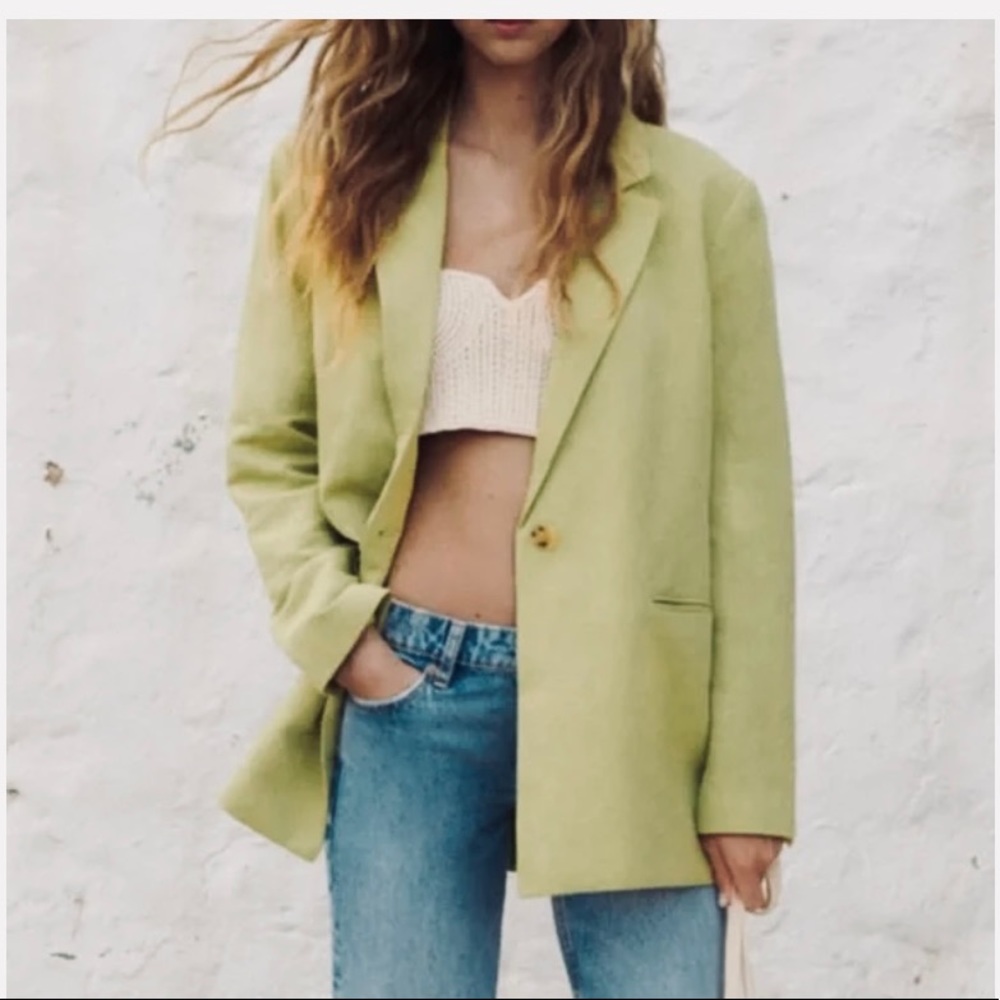 Zara Linen Cotton Blend Blazer jacket M
